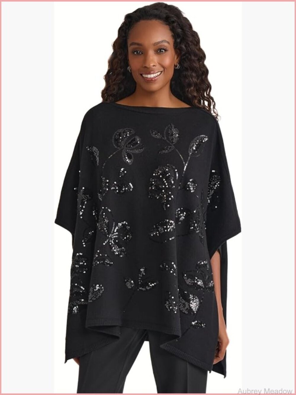 Sequin Poncho Cardigan Pullover Sweater